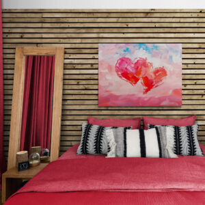Whimsical Hearts in Pastel Skies Bedroom Wall Art