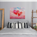 Whimsical Hearts in Pastel Skies Bedroom Wall Art
