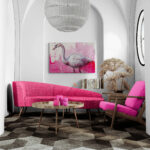 Swan Lake Blush Canvas Print in Bedroom